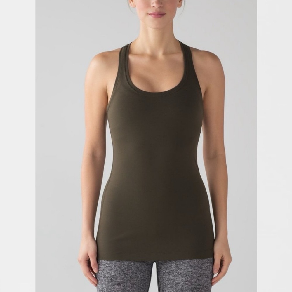Lululemon Athletica Olive Green Racerback Tank workout gym run yoga